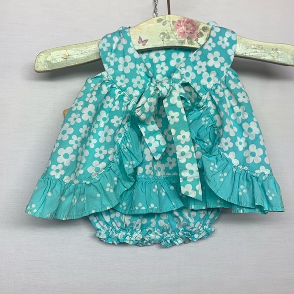 Frumpy Rumps Floral Blue Baby Dress - Picture 6 of 8